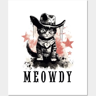 Funny Cat Cowboy Cowgirl Meow Howdy Meowdy Posters and Art